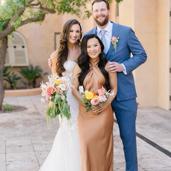 Show Me Your Mumu Jasmine Halter Dress in color Copper. - Picture 3 of 7